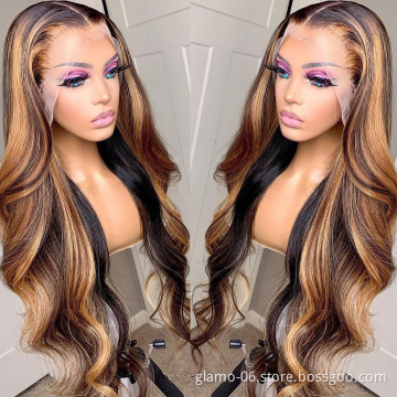 HD Lace Frontal Wig For Black Women,Blonde 613 Lace Front Wigs Vendor,Blonde P4/27 Deep Curly Wave Highlight Human Hair Wig